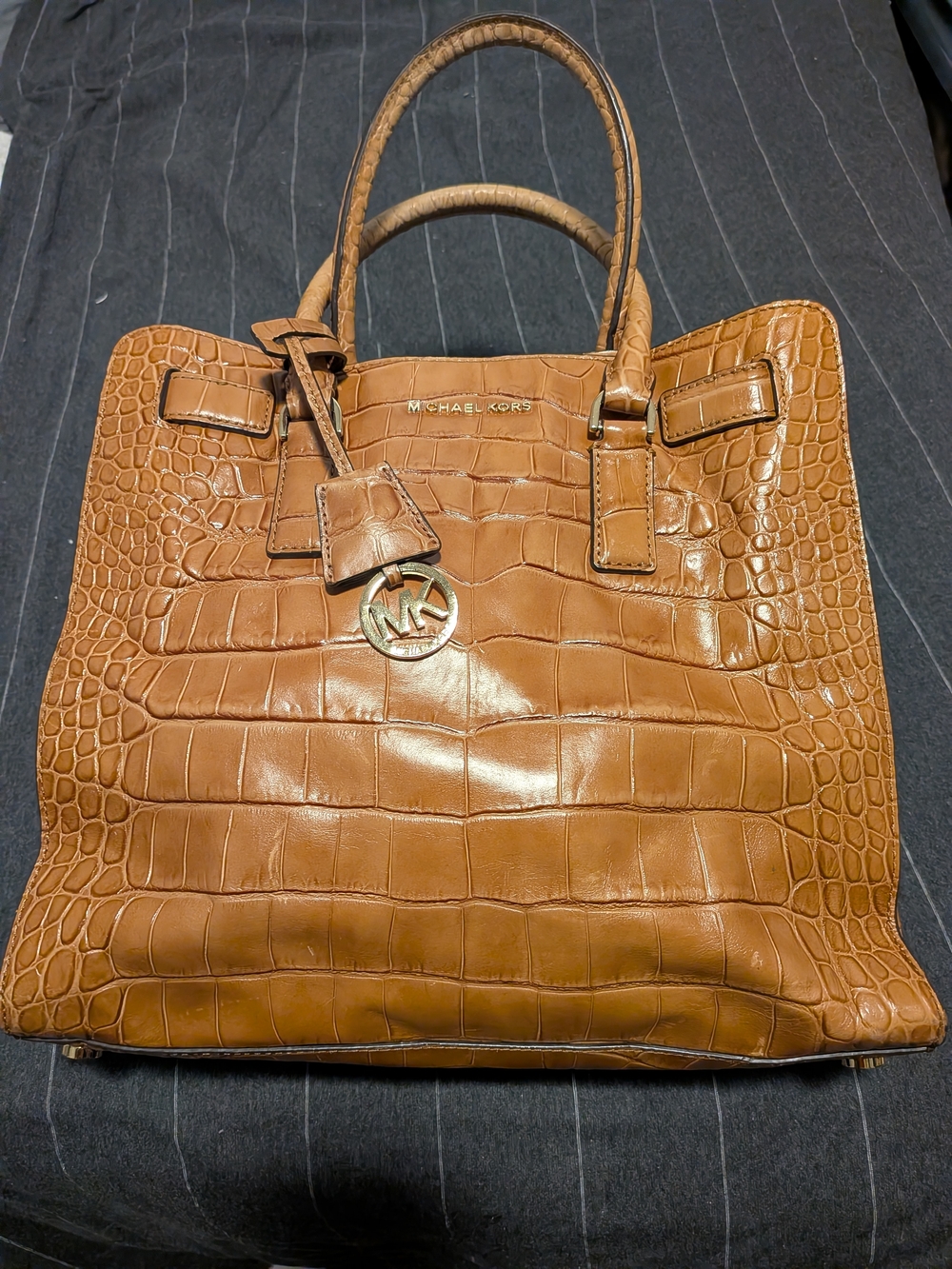 Michael Kors Tan Croc-Embossed Leather Tote